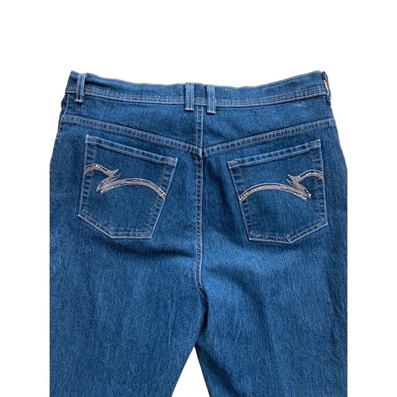 Gloria Vanderbilt Amanda Cropped Jeans Sz 12 Dark Wash Mid-Rise Straight 32”x26 - Picture 7 of 8